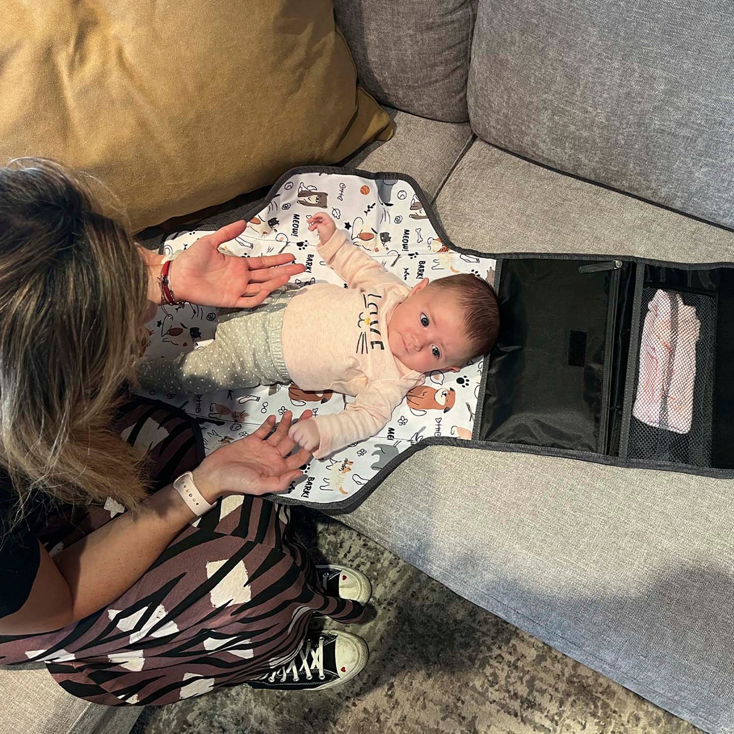 Cambiador portátil Perros exterior Negro