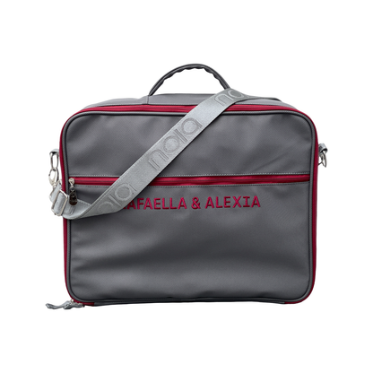 Maletita Shinny Bordada – Silver (Bordado personalizado en hilo Guinda)